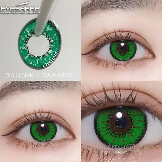 EYESHARE 1pair Cute Cosplay Color Contact Lenses for Eyes Mitsuri Contacts Lenses Green Lens  Anime Lens Hoshino Ai Pupil Lens SS69