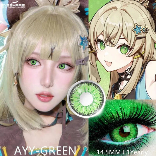 EYESHARE 1pair Cute Cosplay Color Contact Lenses for Eyes Mitsuri Contacts Lenses Green Lens  Anime Lens Hoshino Ai Pupil Lens - SS69