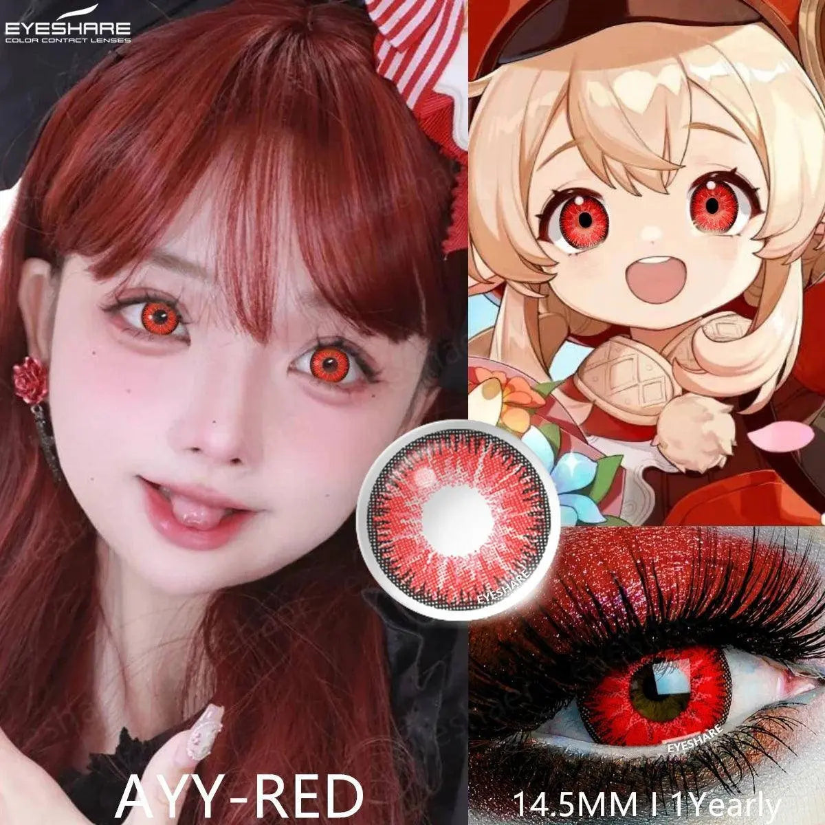 EYESHARE 1pair Cute Cosplay Color Contact Lenses for Eyes Mitsuri Contacts Lenses Green Lens  Anime Lens Hoshino Ai Pupil Lens - SS69
