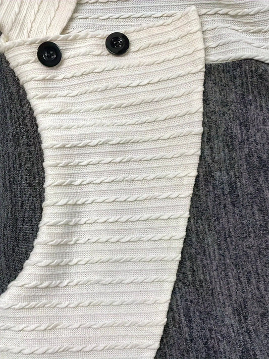 Elegant Women's Long Sleeve Knit Top - Solid Color, Asymmetrical Hem with Button Detail, Stretch Fabric, Machine Washable SS69