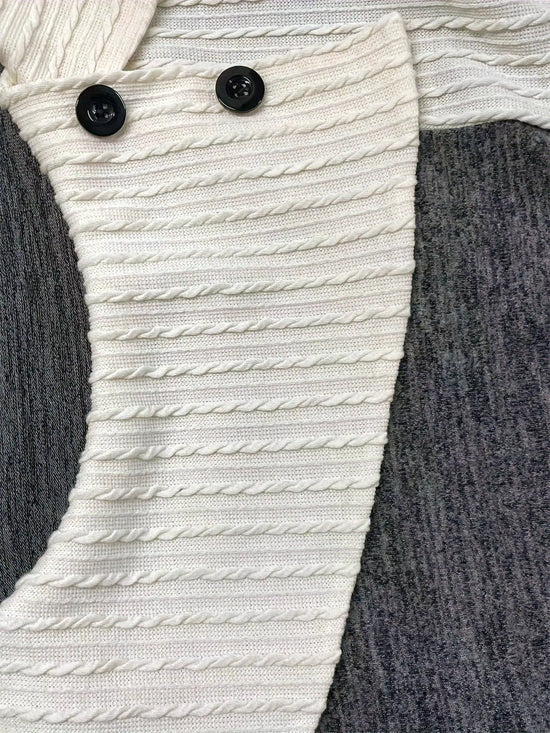 Elegant Women's Long Sleeve Knit Top - Solid Color, Asymmetrical Hem with Button Detail, Stretch Fabric, Machine Washable SS69