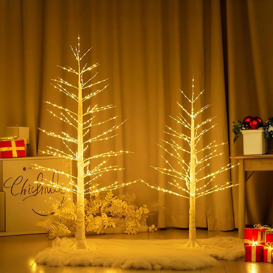 Enchanting LED Birch Christmas Tree Lamp - 121.92cm/182.88cm Artificial Floor Stand with Fairy Lights SS69