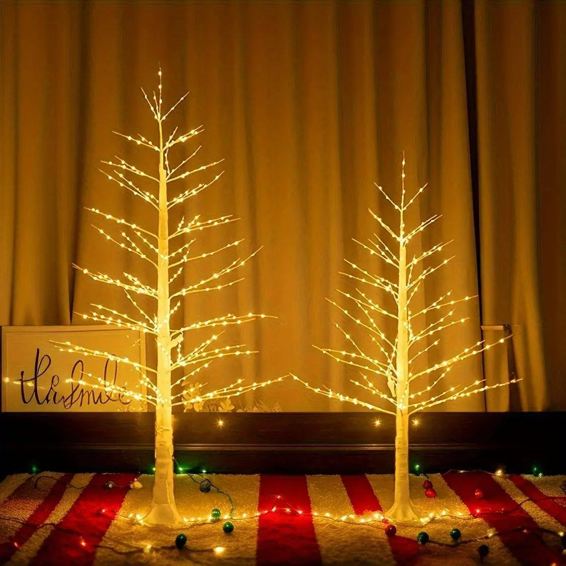 Enchanting LED Birch Christmas Tree Lamp - 121.92cm/182.88cm Artificial Floor Stand with Fairy Lights SS69