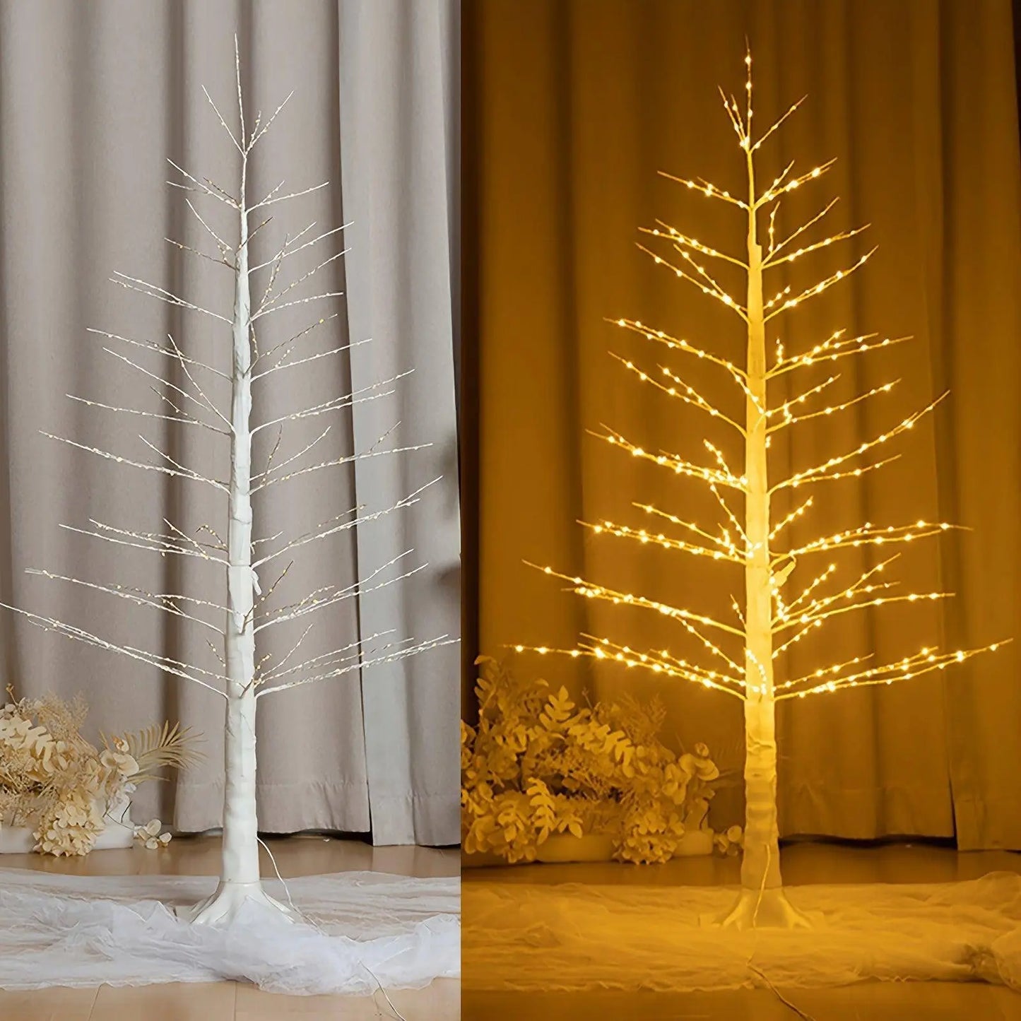 Enchanting LED Birch Christmas Tree Lamp - 121.92cm/182.88cm Artificial Floor Stand with Fairy Lights SS69