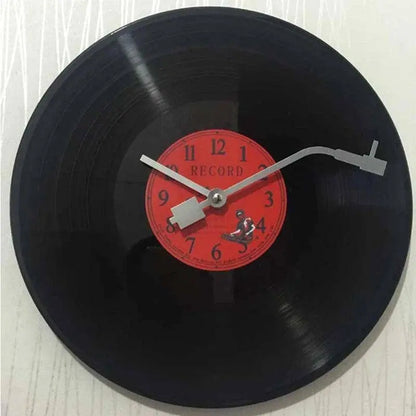 European Retro Nostalgic Ultra-Quiet Clock Vinyl Record Personality Wall Clock Cafe Bar Decorative Wall Clock SS69
