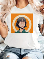 Everyday Comfort | Women's Casual Short Sleeve T-Shirt with Unique Korean Drama Print - Round Neck, Summer Top, Polyester Blend, Lightweight & Breathable Fabric, Perfect for Casual Attire, Ladies T Shirts SS69