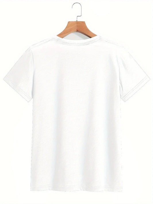 Everyday Comfort | Women's Casual Short Sleeve T-Shirt with Unique Korean Drama Print - Round Neck, Summer Top, Polyester Blend, Lightweight & Breathable Fabric, Perfect for Casual Attire, Ladies T Shirts SS69