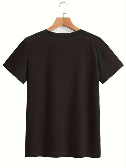 Everyday Comfort | Women's Casual Short Sleeve T-Shirt with Unique Korean Drama Print - Round Neck, Summer Top, Polyester Blend, Lightweight & Breathable Fabric, Perfect for Casual Attire, Ladies T Shirts SS69