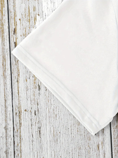 Everyday Comfort | Women's Casual Short Sleeve T-Shirt with Unique Korean Drama Print - Round Neck, Summer Top, Polyester Blend, Lightweight & Breathable Fabric, Perfect for Casual Attire, Ladies T Shirts SS69