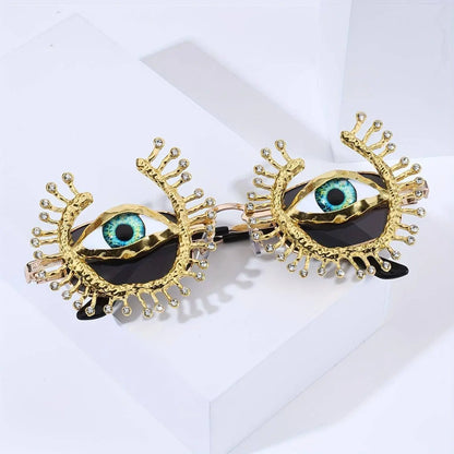 Evil Eye Shaped Glasses For Women Luxury Rhinestone Fashion Shades Props For Ramadan Costume Party Prom, Christmas/Halloween/Gift Giving SS69