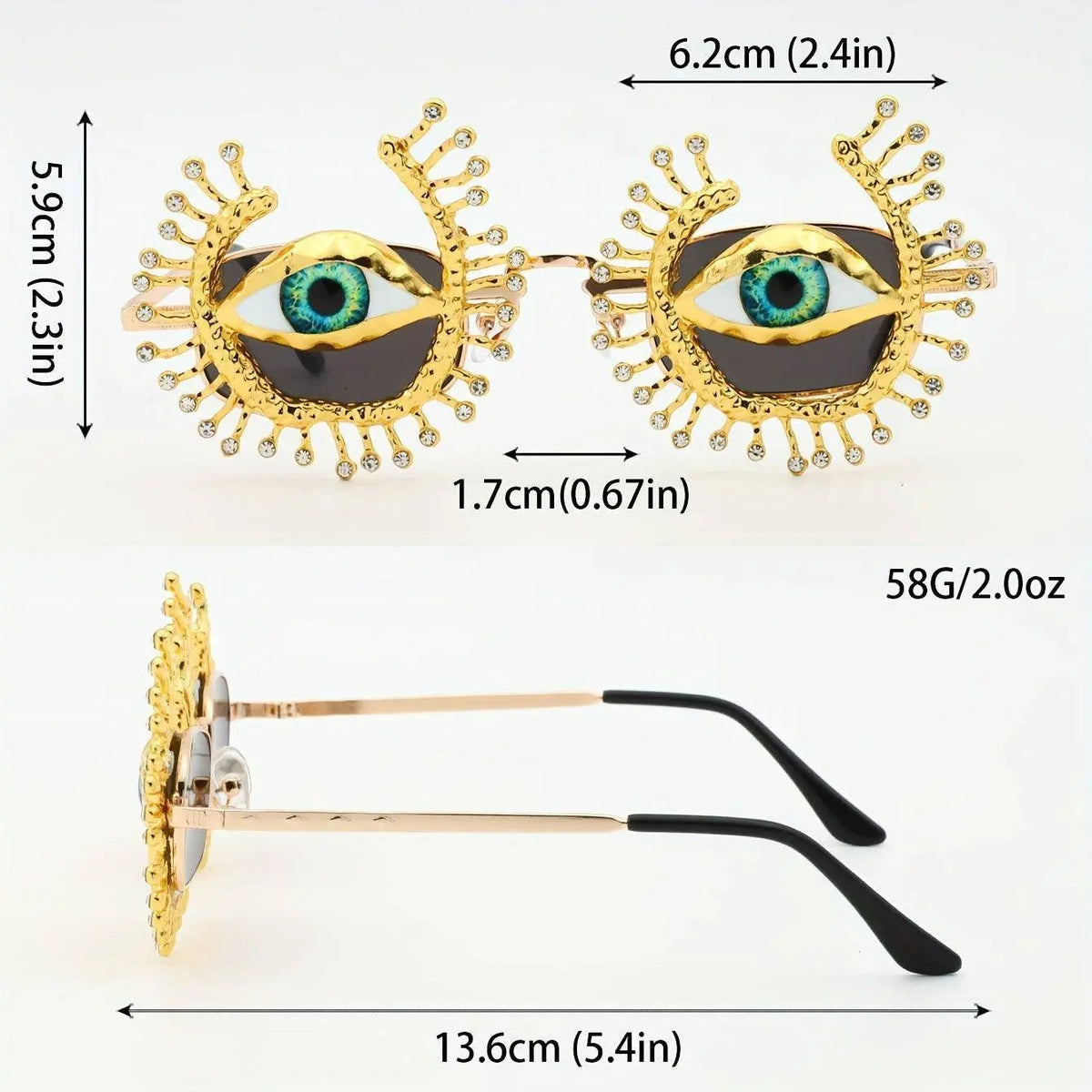 Evil Eye Shaped Glasses For Women Luxury Rhinestone Fashion Shades Props For Ramadan Costume Party Prom, Christmas/Halloween/Gift Giving SS69