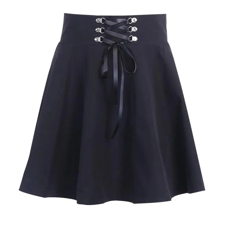 FICHOR Mall Goth Gothic Lace Ruffle Mini Skirts Womens Harajuku Fairy Grunge Pink Plaid Pleated Skirt Japanese Lolita Streetwear - SS69