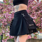 FICHOR Mall Goth Gothic Lace Ruffle Mini Skirts Womens Harajuku Fairy Grunge Pink Plaid Pleated Skirt Japanese Lolita Streetwear - SS69