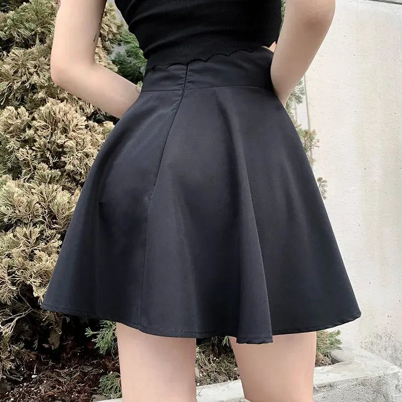 FICHOR Mall Goth Gothic Lace Ruffle Mini Skirts Womens Harajuku Fairy Grunge Pink Plaid Pleated Skirt Japanese Lolita Streetwear SS69