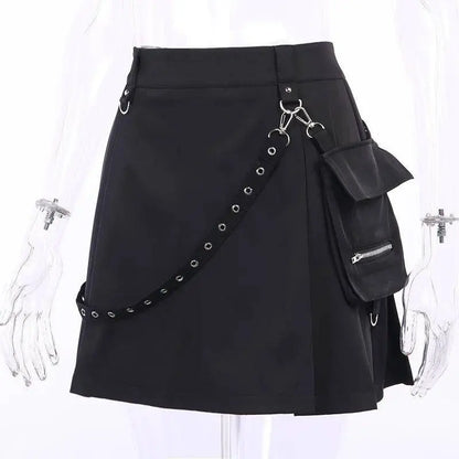 FICHOR Mall Goth Gothic Lace Ruffle Mini Skirts Womens Harajuku Fairy Grunge Pink Plaid Pleated Skirt Japanese Lolita Streetwear - SS69