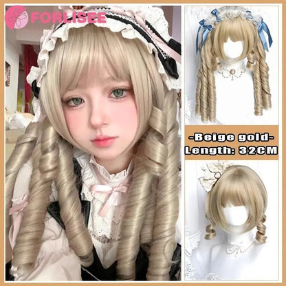 FORLISEE Highlighted Black And Pink Long Straight Hair With Bangs Synthetic Cosplay Lolita Sweet And Cute Hot Girl JK Daily Wig - SS69
