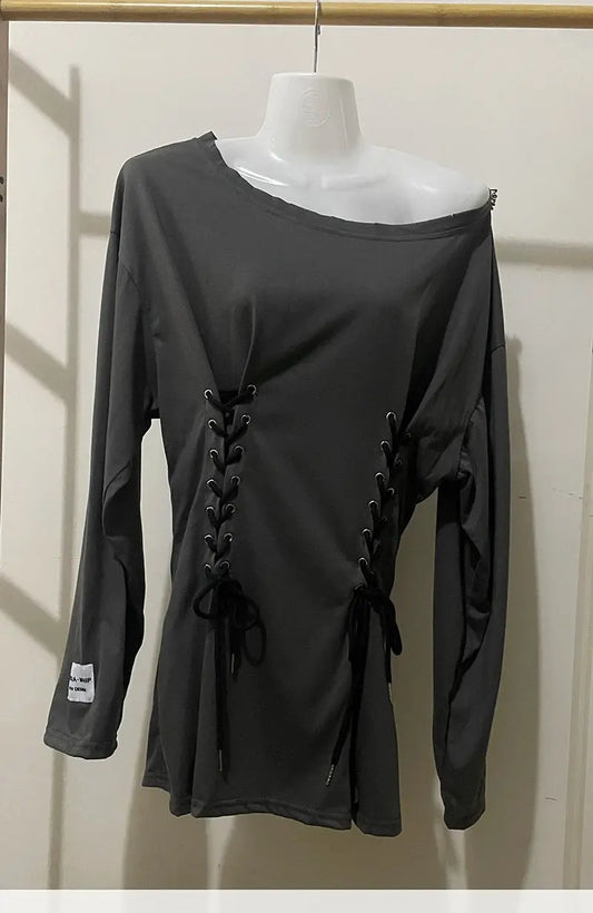 Fairycore Grunge Corset Dress Long Sleeve Women Aesthetic Y2k Fairy Goth Clothes Kawaii Bandage Bodycon Dresses Spring Autumn SS69