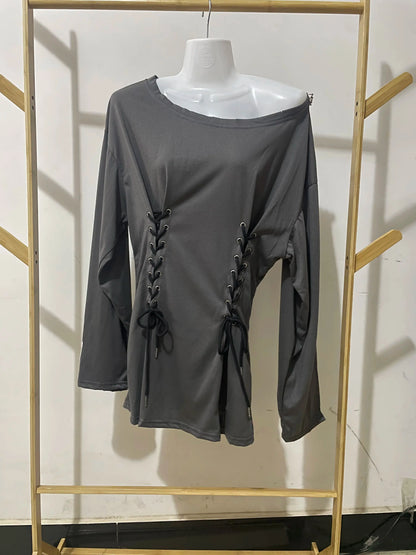 Fairycore Grunge Corset Dress Long Sleeve Women Aesthetic Y2k Fairy Goth Clothes Kawaii Bandage Bodycon Dresses Spring Autumn SS69