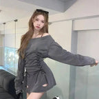 Fairycore Grunge Corset Dress Long Sleeve Women Aesthetic Y2k Fairy Goth Clothes Kawaii Bandage Bodycon Dresses Spring Autumn SS69