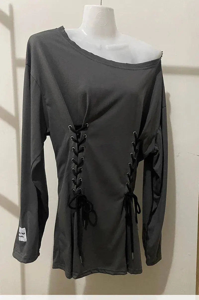 Fairycore Grunge Corset Dress Long Sleeve Women Aesthetic Y2k Fairy Goth Clothes Kawaii Bandage Bodycon Dresses Spring Autumn SS69