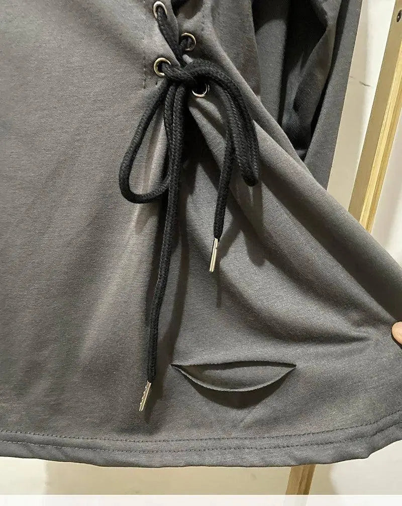 Fairycore Grunge Corset Dress Long Sleeve Women Aesthetic Y2k Fairy Goth Clothes Kawaii Bandage Bodycon Dresses Spring Autumn SS69