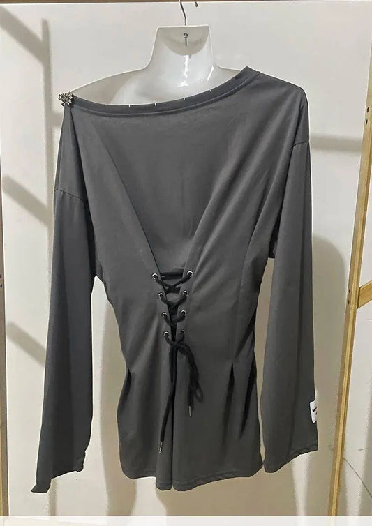 Fairycore Grunge Corset Dress Long Sleeve Women Aesthetic Y2k Fairy Goth Clothes Kawaii Bandage Bodycon Dresses Spring Autumn SS69