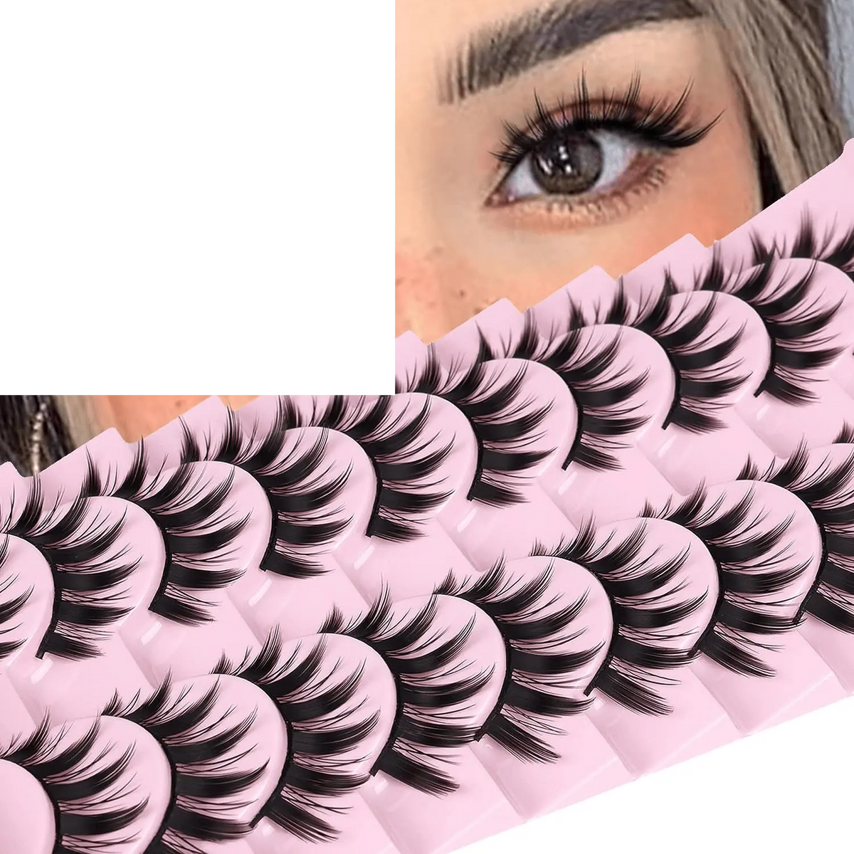 False Eyelashes 10 Pairs Manga  Japanese Style Anime Thick Natural Look 16 MM Spiky 8D - SS69