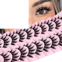 False Eyelashes 10 Pairs Manga  Japanese Style Anime Thick Natural Look 16 MM Spiky 8D - SS69