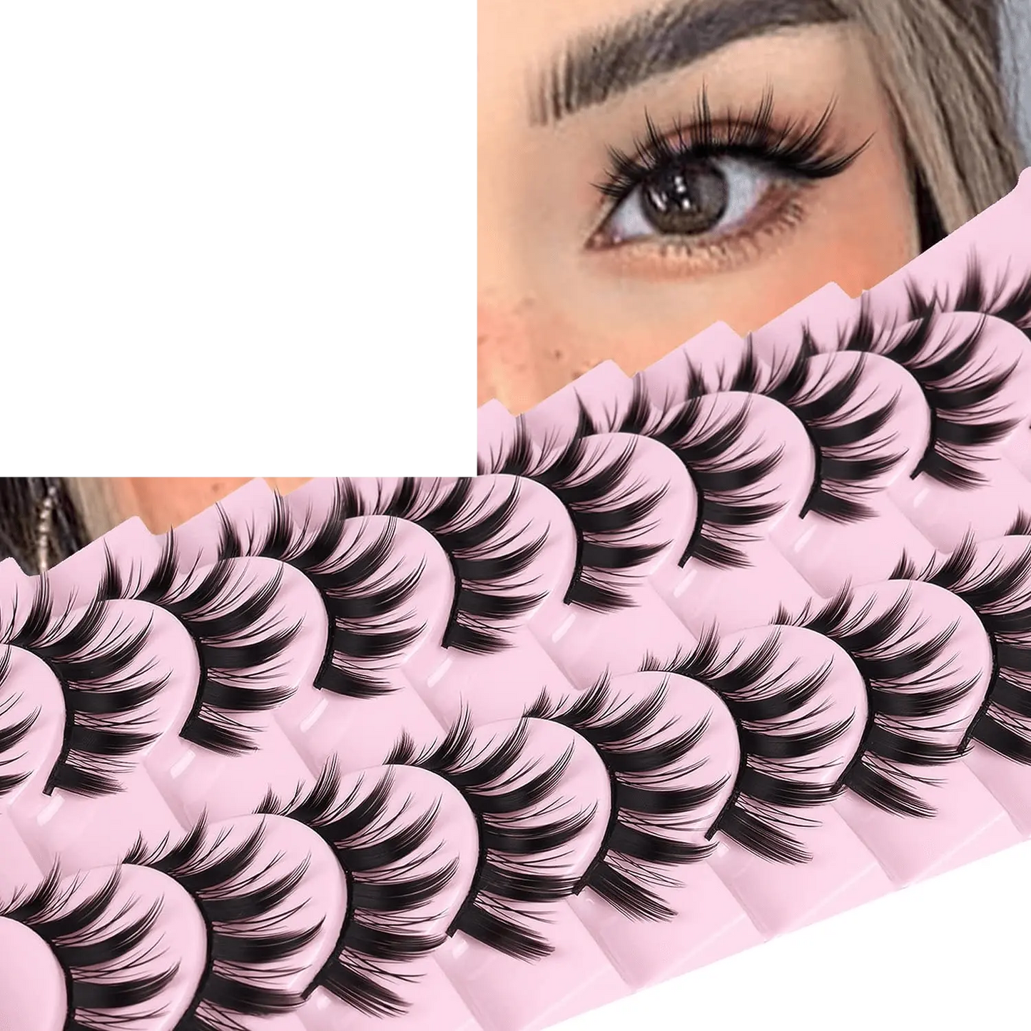 False Eyelashes 10 Pairs Manga  Japanese Style Anime Thick Natural Look 16 MM Spiky 8D - SS69