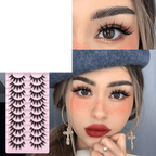 False Eyelashes 10 Pairs Manga  Japanese Style Anime Thick Natural Look 16 MM Spiky 8D - SS69