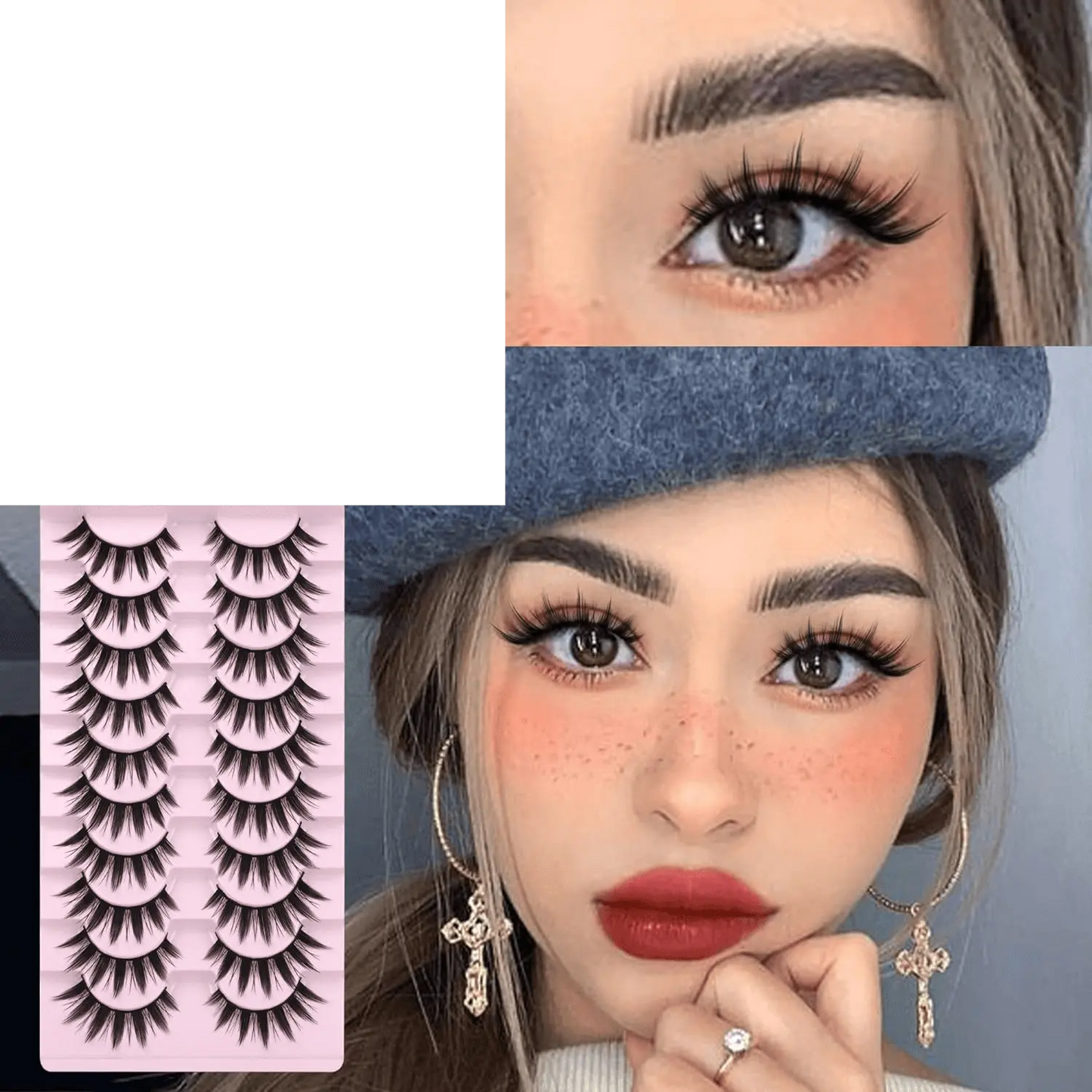 False Eyelashes 10 Pairs Manga  Japanese Style Anime Thick Natural Look 16 MM Spiky 8D - SS69