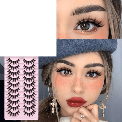 False Eyelashes 10 Pairs Manga  Japanese Style Anime Thick Natural Look 16 MM Spiky 8D - SS69