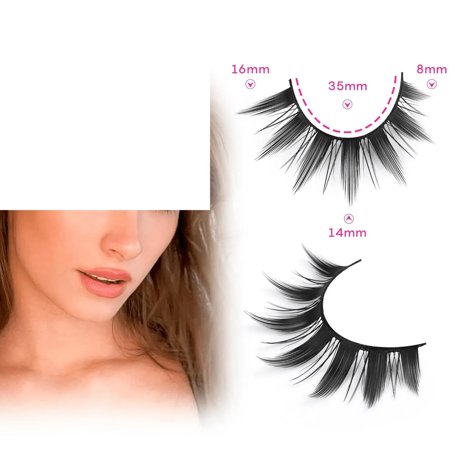 False Eyelashes 10 Pairs Manga  Japanese Style Anime Thick Natural Look 16 MM Spiky 8D - SS69