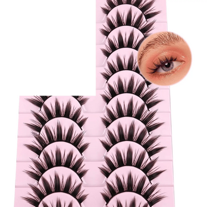 False Eyelashes 10 Pairs Manga  Japanese Style Anime Thick Natural Look 16 MM Spiky 8D - SS69