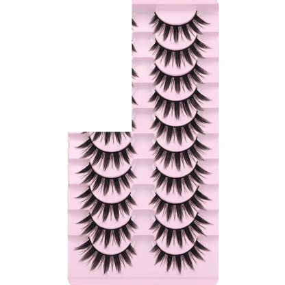 False Eyelashes 10 Pairs Manga  Japanese Style Anime Thick Natural Look 16 MM Spiky 8D - SS69