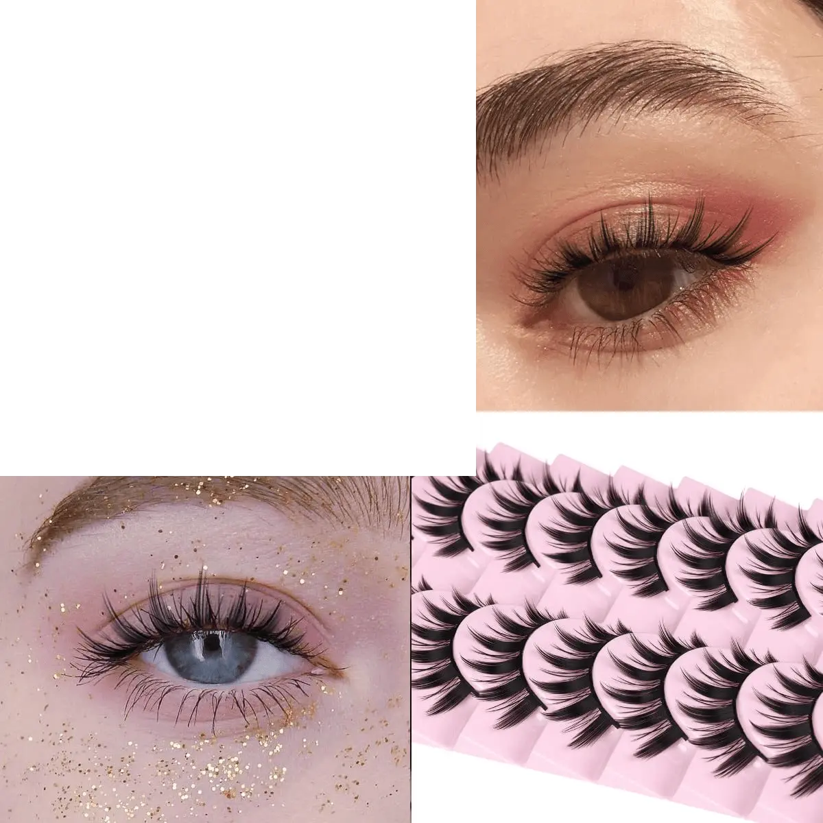 False Eyelashes 10 Pairs Manga  Japanese Style Anime Thick Natural Look 16 MM Spiky 8D - SS69