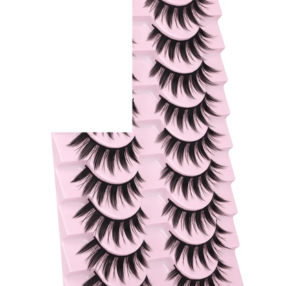 False Eyelashes 10 Pairs Manga  Japanese Style Anime Thick Natural Look 16 MM Spiky 8D - SS69