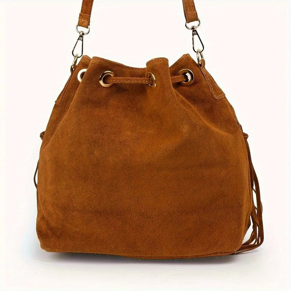 Fashion Fringe Crossbody Bag With Drawstring Closure And Tassel Accent For Vacation And Beach Use SS69