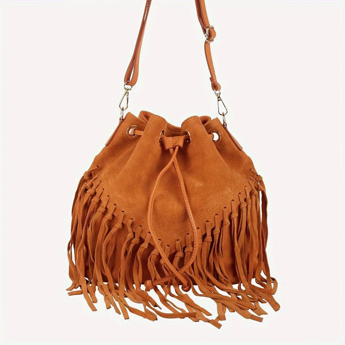 Fashion Fringe Crossbody Bag With Drawstring Closure And Tassel Accent For Vacation And Beach Use SS69 85.69 Orange