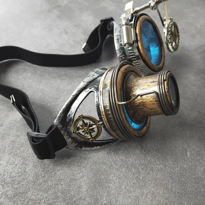 Fashion Steampunk Goggles Blue Punk Rustic Women Men Sunglasses for Party Photo Cosplay Vintage Gothic Eyewear Motocross Prop SS69