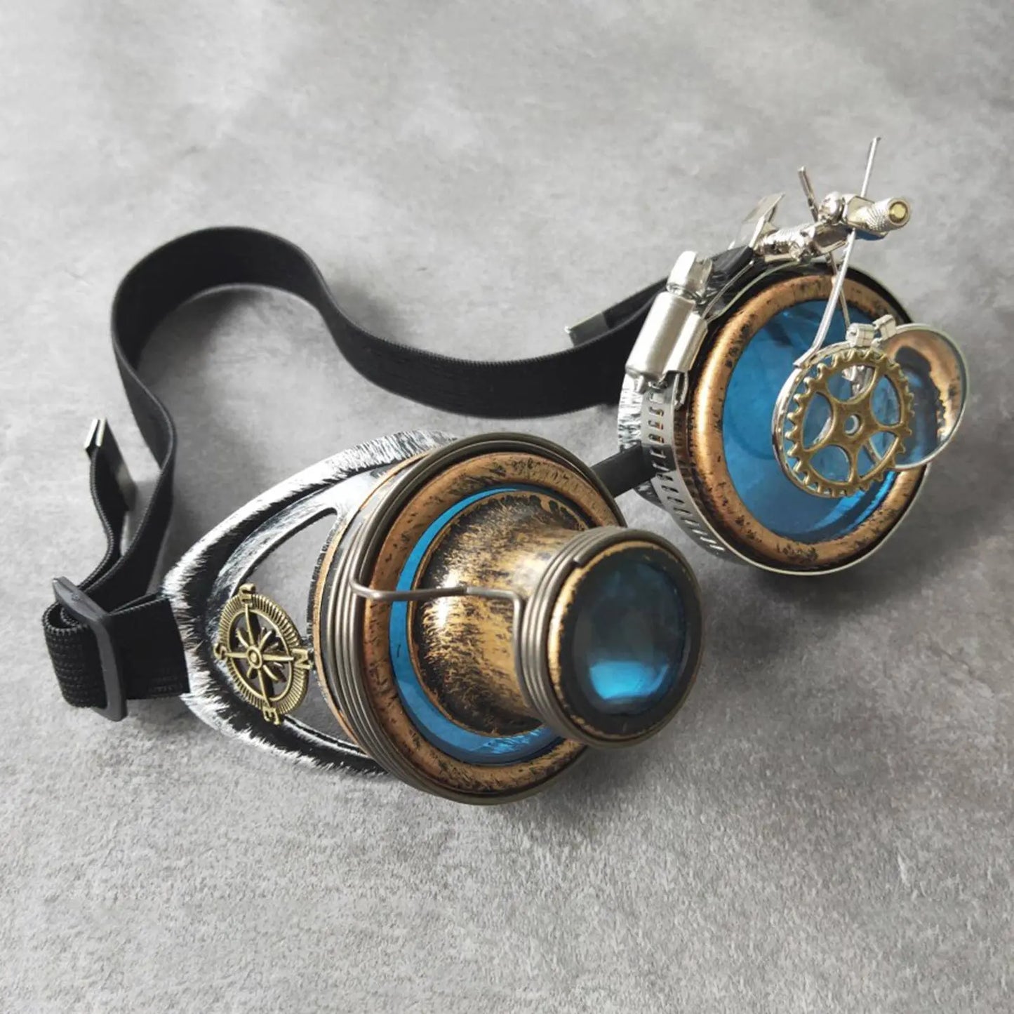 Fashion Steampunk Goggles Blue Punk Rustic Women Men Sunglasses for Party Photo Cosplay Vintage Gothic Eyewear Motocross Prop SS69