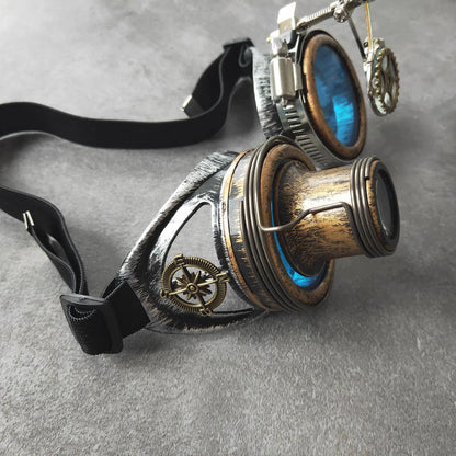 Fashion Steampunk Goggles Blue Punk Rustic Women Men Sunglasses for Party Photo Cosplay Vintage Gothic Eyewear Motocross Prop SS69