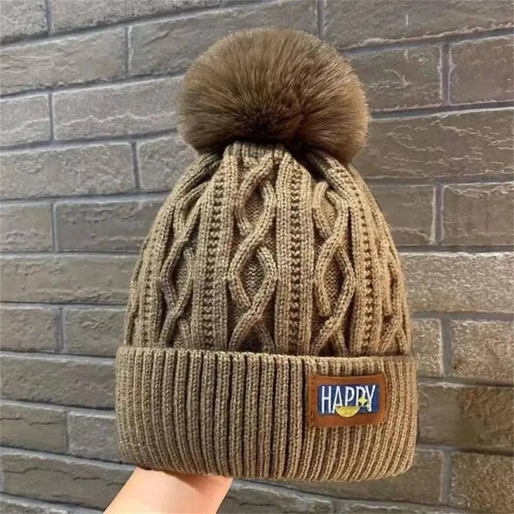 Fashion Women Pompoms Hat Hairball Hat Thickened Winter Warm Hat Stylish Beanie Hats Casual Outdoor Knitted Cap SS69