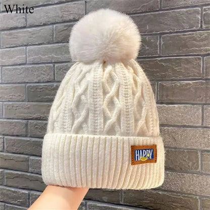 Fashion Women Pompoms Hat Hairball Hat Thickened Winter Warm Hat Stylish Beanie Hats Casual Outdoor Knitted Cap SS69