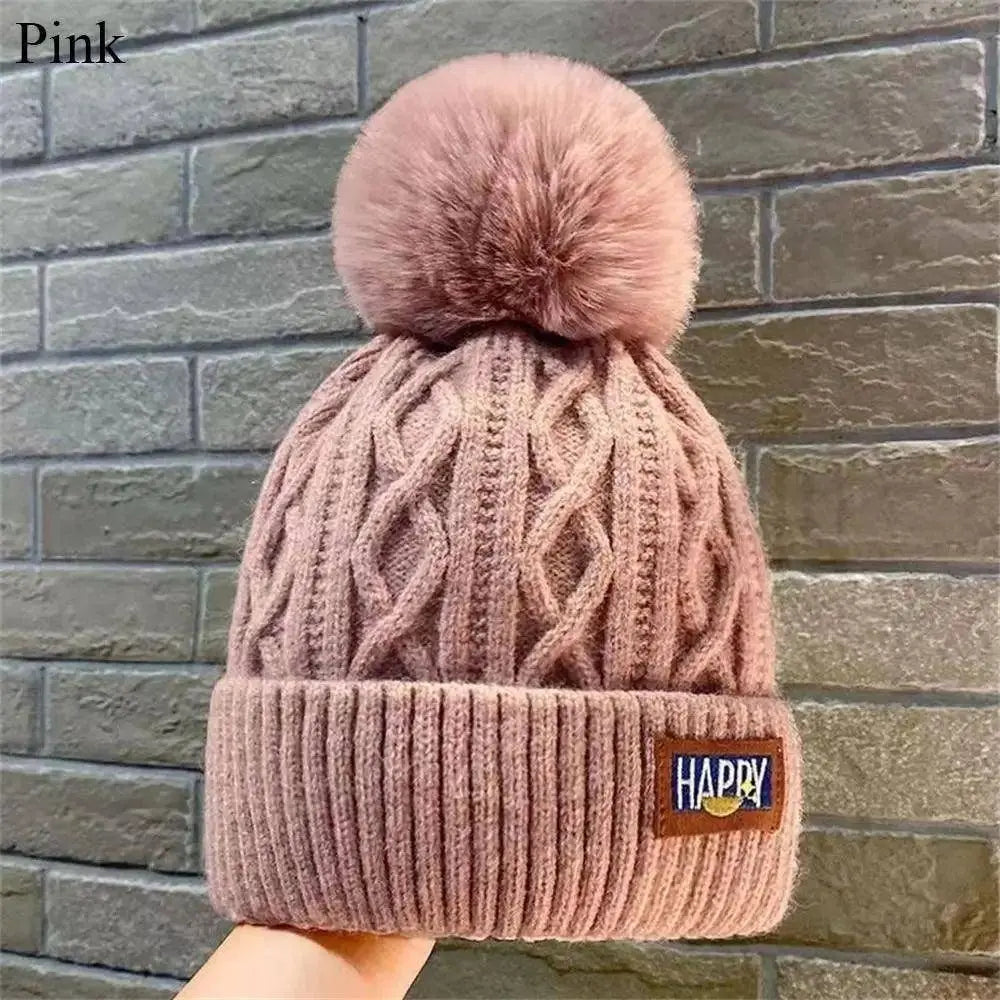 Fashion Women Pompoms Hat Hairball Hat Thickened Winter Warm Hat Stylish Beanie Hats Casual Outdoor Knitted Cap SS69