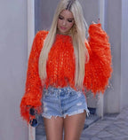 Fashion Y2k Colorful Warm Faux Women Fur Coat Black White Pink Plush Coat Female Jacket Fur Autumn Winter Shaggy Outerwear SS69