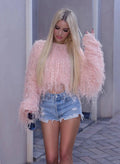 Fashion Y2k Colorful Warm Faux Women Fur Coat Black White Pink Plush Coat Female Jacket Fur Autumn Winter Shaggy Outerwear SS69