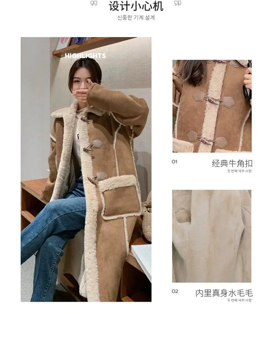 Fashionable  Simple Commuting Slimming Slimming Medium Length Lamb Fur Coat Fur Fur Integrated Women Plush 2025 New Autumn Winte SS69