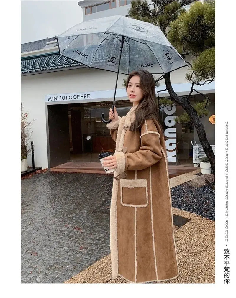 Fashionable  Simple Commuting Slimming Slimming Medium Length Lamb Fur Coat Fur Fur Integrated Women Plush 2025 New Autumn Winte SS69