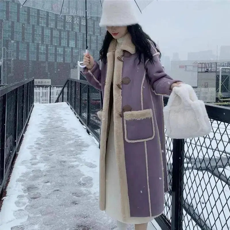 Fashionable  Simple Commuting Slimming Slimming Medium Length Lamb Fur Coat Fur Fur Integrated Women Plush 2025 New Autumn Winte SS69